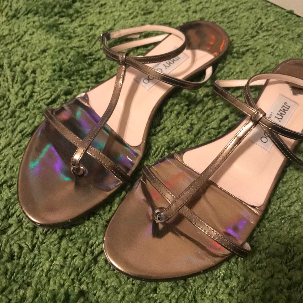 Mirror Leather Bronze Jimmy Choo sandals